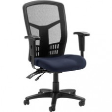 Lorell Executive High-back Mesh Chair - Fabric Periwinkle Blue Seat - Gray Back - Steel Black, Plastic Frame - 5-star Base - 21