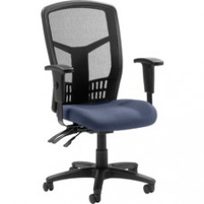 Lorell Executive High-back Mesh Chair - Fabric Ocean Blue Seat - Gray Back - Steel Black, Plastic Frame - 5-star Base - 21