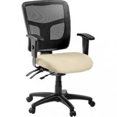 Lorell Managerial Mesh Mid-back Chair - Fabric Beige Seat - Black Back - Black Frame - 5-star Base - 25.3