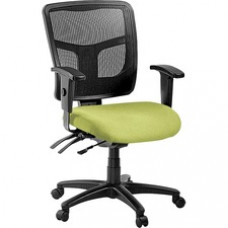 Lorell Managerial Mesh Mid-back Chair - Fabric Green Seat - Black Back - Black Frame - 5-star Base - 25.3
