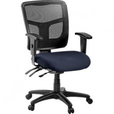 Lorell ErgoMesh Series Managerial Mid-Back Chair - Fabric Periwinkle Seat - Black Back - Black Frame - 5-star Base - 20
