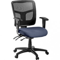 Lorell Managerial Mesh Mid-back Chair - Fabric Ocean Blue Seat - Black Back - Black Frame - 5-star Base - 25.3