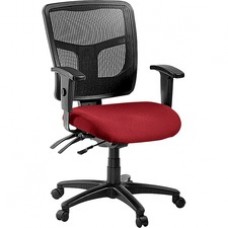 Lorell ErgoMesh Series Managerial Mid-Back Chair - Fabric Real Red Seat - Black Back - Black Frame - 5-star Base - 20
