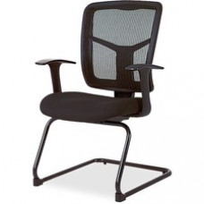 Lorell ErgoMesh Series Mesh Side Arm Guest Chair - Fabric Black Seat - Mesh Black Back - Cantilever Base - 27