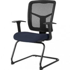 Lorell ErgoMesh Series Mesh Side Arm Guest Chair - Fabric Periwinkle Seat - Mesh Black Back - Cantilever Base - 27