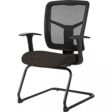 Lorell ErgoMesh Series Mesh Side Arm Guest Chair - Fabric Pepper Seat - Mesh Black Back - Cantilever Base - 27