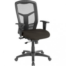 Lorell Executive High-back Swivel Chair - Fabric Pepper Seat - Steel Frame - Pepper - 28.5