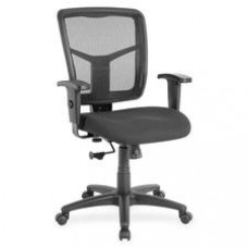 Lorell Managerial Mesh Mid-back Chair - Fabric Black Seat - Black Back - Black Frame - 5-star Base - Black - 20