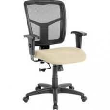 Lorell Managerial Mesh Mid-back Chair - Fabric Seat - Black Frame - 5-star Base - Buff, Beige - 20