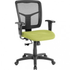 Lorell Managerial Mesh Mid-back Chair - Fabric Seat - Black Frame - 5-star Base - Apple Green, Green - 20