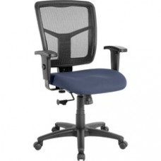 Lorell Managerial Mesh Mid-back Chair - Fabric Seat - Black Frame - 5-star Base - Blue, Ocean - 20