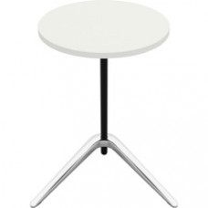 Lorell Guest Area Round Top Accent Table - White Round Top - Polished Aluminum Base - 15.75