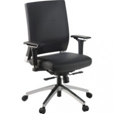 Lorell Lower Back Swivel Executive Chair - Leather Black Seat - 5-star Base - Black - 28.5