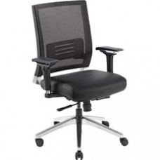 Lorell Lower Back Swivel Executive Chair - Leather Black Seat - 5-star Base - Black - 28.5