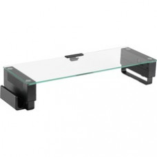 Lorell Single Shelf USB Glass Monitor Stand - 44 lb Load Capacity - 1 x Shelf(ves) - 3.7