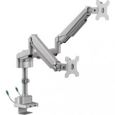 Lorell Mounting Arm for Monitor - Gray - Height Adjustable - 2 Display(s) Supported - 19.80 lb Load Capacity - 75 x 75, 100 x 100 VESA Standard - 1 Each