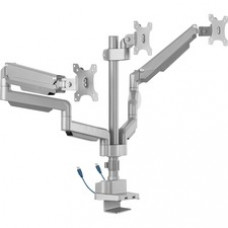 Lorell Mounting Arm for Monitor - Gray - Height Adjustable - 3 Display(s) Supported - 15.40 lb Load Capacity - 75 x 75, 100 x 100 VESA Standard - 1 Each