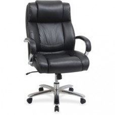 Lorell Big and Tall Leather Chair with UltraCoil Comfort - Black - 30.3