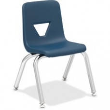 Lorell 12" Seat-height Stacking Student Chair - Four-legged Base - Navy - Polypropylene - 14.8" Width x 14" Depth x 22" Height