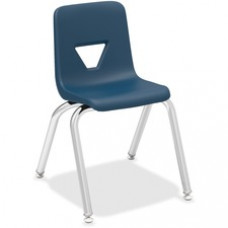Lorell 14" Seat-height Stacking Student Chair - Four-legged Base - Navy - Polypropylene - 14.8" Width x 16.5" Depth x 25" Height