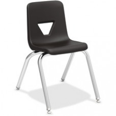 Lorell 16" Seat-height Stacking Student Chair - Four-legged Base - Black - Polypropylene - 16" Width x 20.5" Depth x 27" Height