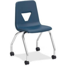 Lorell Classroom Mobile Chairs - Four-legged Base - Navy - Polypropylene - 2 / Carton
