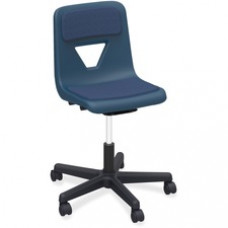 Lorell Classroom Adjustable Height Padded Mobile Task Chair - 5-star Base - Navy - Polypropylene - 1 Each