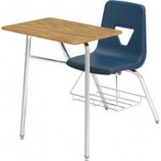 Lorell Rectangular Medium Oak Top Student Combo Desks - Medium Oak Rectangle, High Pressure Laminate (HPL) Top - Four Leg Base - 4 Legs - 24