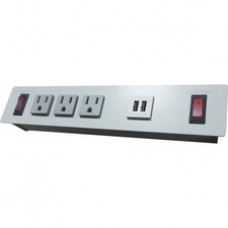 Lorell Sit-Stand Table Power Strip/Surge Protector - 3 x AC Power, 2 x USB
