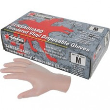 MCR Safety SensaGuard Vinyl Disposable Gloves - Chemical Protection - Medium Size - For Right/Left Hand - Smooth - Natural, Clear - Powdered, Disposable, Reversible, Latex-free, Non-sterile, Rolled Cuff, Wing Thumb - For Industrial, Food Service - 100 / B