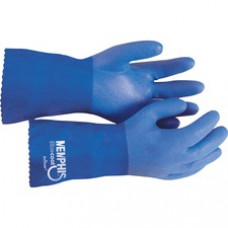 MCR Safety Blue Coat Seamless Gloves - Large Size - Polyvinyl Chloride (PVC) - Blue - Seamless - 2 / Pair