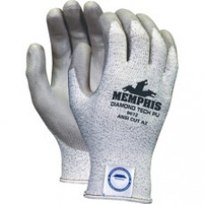 Memphis Dyneema Dipped Safety Gloves - X-Large Size - Polyurethane Palm, Polyurethane Fingertip - Gray - Breathable, Comfortable, Abrasion Resistant, Tear Resistant, Cut Resistant, Durable, Sturdy - For Multipurpose - 2 / Pair