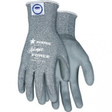 MCR Safety Ninja Force Fiberglass Shell Gloves - Small Size - Polyurethane Shell, Fiberglass Shell - Gray - Durable, Abrasion Resistant, Flexible, Cut Resistant, Tear Resistant - For Multipurpose - 1 Pair