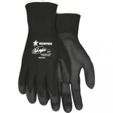 MCR Safety Ninja HPT Nylon Safety Gloves - Large Size - Nylon, Polymer, Foam - Black - Anti-bacterial - For Landscape, Material Handling - 1 Pair