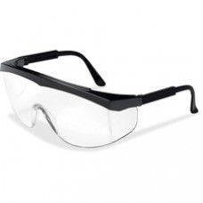 Crews Stratos Wraparound Design Glasses - Adjustable Temple, Comfortable, Lightweight, Scratch Resistant - Ultraviolet Protection - Nylon Frame, Polycarbonate Lens - Clear, Black, Black - 1 Each