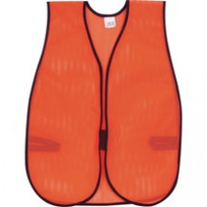 Crews General-purpose Safety Vest - Elastic Strap, Hook & Loop, Comfortable, Washable, Lightweight - Polyester - Orange - 1 Each