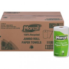 Marcal 100% Recycled, Jumbo Roll Paper Towels - 2 Ply - 11