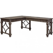 Martin Open L Desk with Open Right Return, Power with AC and USB - Finish: Weathered Dove