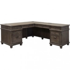 Martin L Desk with Right Return, Pencil, Utility and File Drawers - Utility, Pencil, File Drawer(s) - Finish: Weathered Dove