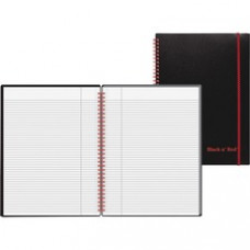 Black n' Red Wirebound Poly Notebook with Front Pocket - 70 Sheets - Wire Bound - Ruled - 24 lb Basis Weight - 8 1/4