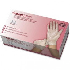 Medline MediGuard Vinyl Non-sterile Exam Gloves - X-Large Size - Vinyl - Clear - Powder-free, Ambidextrous, Latex-free, Durable, Beaded Cuff - For Multipurpose, Laboratory Application - 130 / Box