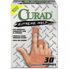 Curad Extreme Hold Assorted Bandages - 30/Box - Tan - Fabric