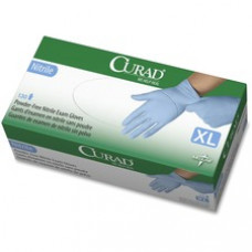 Curad Powder-free Nitrile Disposable Exam Gloves - X-Large Size - Full-Textured Design - Nitrile - Blue - Powder-free, Disposable, Latex-free, Beaded Cuff, Non-sterile, Chemical Resistant - For Medical - 130 / Box