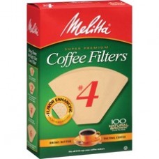 Melitta Super Premium No. 4 Coffee Filters - Gluten-free, Double Crimped, Disposable, Compostable, Burst Resistant, Tear Resistant - 100 / Pack - Brown