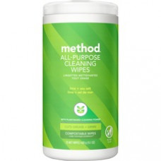 Method All-purpose Cleaning Wipes - Wipe - Lime + Seasalt Scent - 70 / Tub - 1 Each - Green