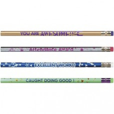 Moon Products Motivational Message Design Pencil Pack - HB Lead - Black Lead - Assorted Barrel - 144 / Box