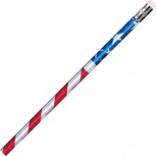 Moon Products Stars/Stripes Glitz Pencils - #2 Lead - Red Wood, White, Blue Barrel - 12 / Dozen