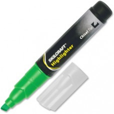 SKILCRAFT Chisel Tip Tube Type Fluorescent Highlighter - Fine Marker Point - Chisel Marker Point Style - Fluorescent Green - 12 / Dozen