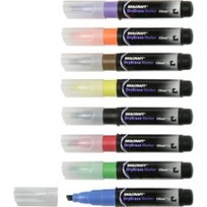 SKILCRAFT Dry Erase 8-Color Assorted Marker - Thin Marker Point - Chisel Marker Point Style - Black, Blue, Red, Green, Yellow, Orange, Brown, Purple - 8 / Set