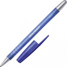 SKILCRAFT Rubberized Ballpoint Stick Pen - Medium Pen Point - Refillable - Blue - Rubber Barrel - 1 Dozen